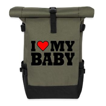 I love my baby - Rolltop Rucksack - Olive/Schwarz - Vorne