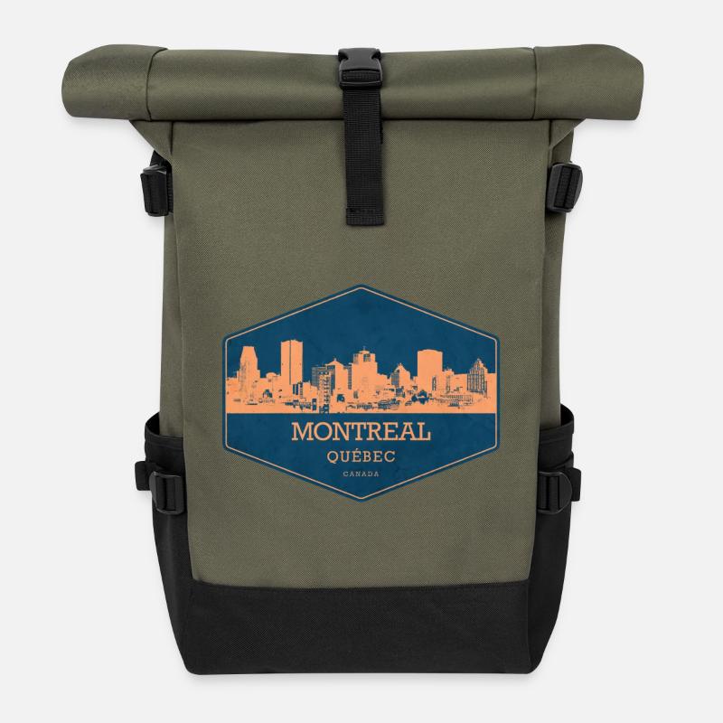 Montréal Canada - Sac à dos roll top - olive/noir