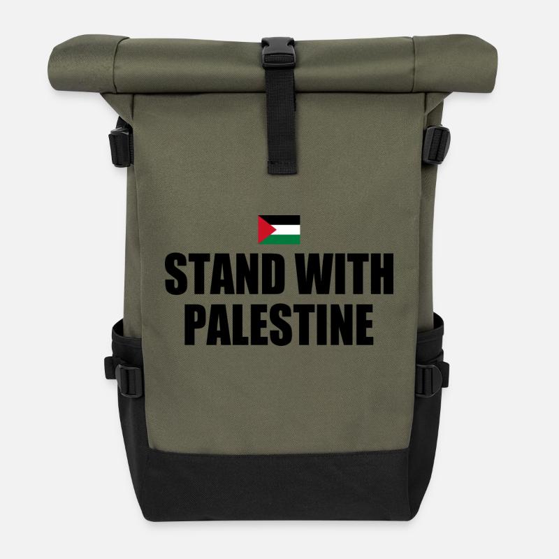 Stand with palestine - Rolltop Rucksack - Olive/Schwarz