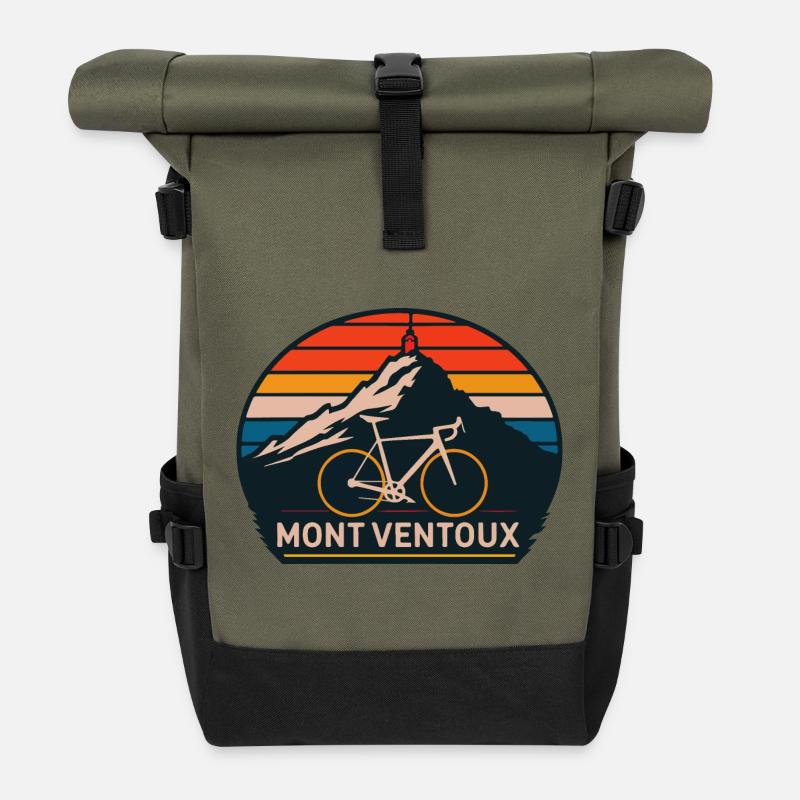 Mont Ventoux with Bike - Roll Top Backpack - olive/black