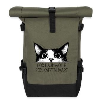 Chat 80% Coton 20% Poils de chat Drôle de dicton - Sac à dos roll top - olive/noir - Devant