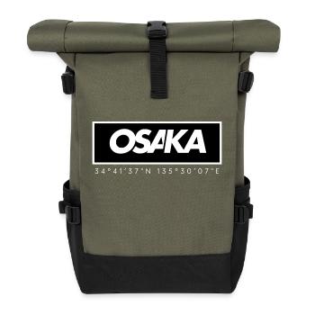 OSAKA - GPS Coordinates - Roll Top Backpack - olive/black - Front