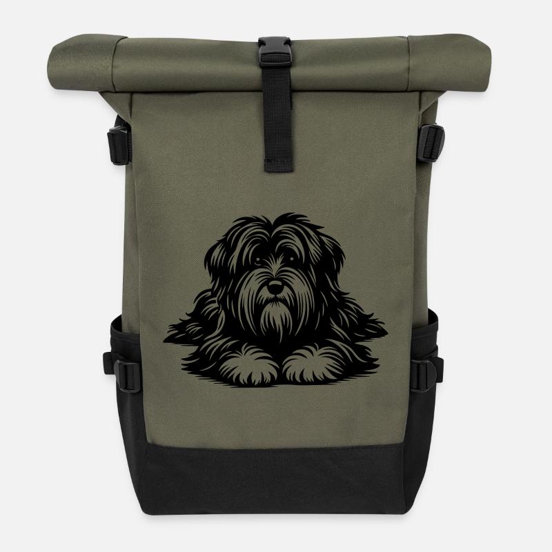 Tibet Terrier - Rolltop Rucksack - Olive/Schwarz