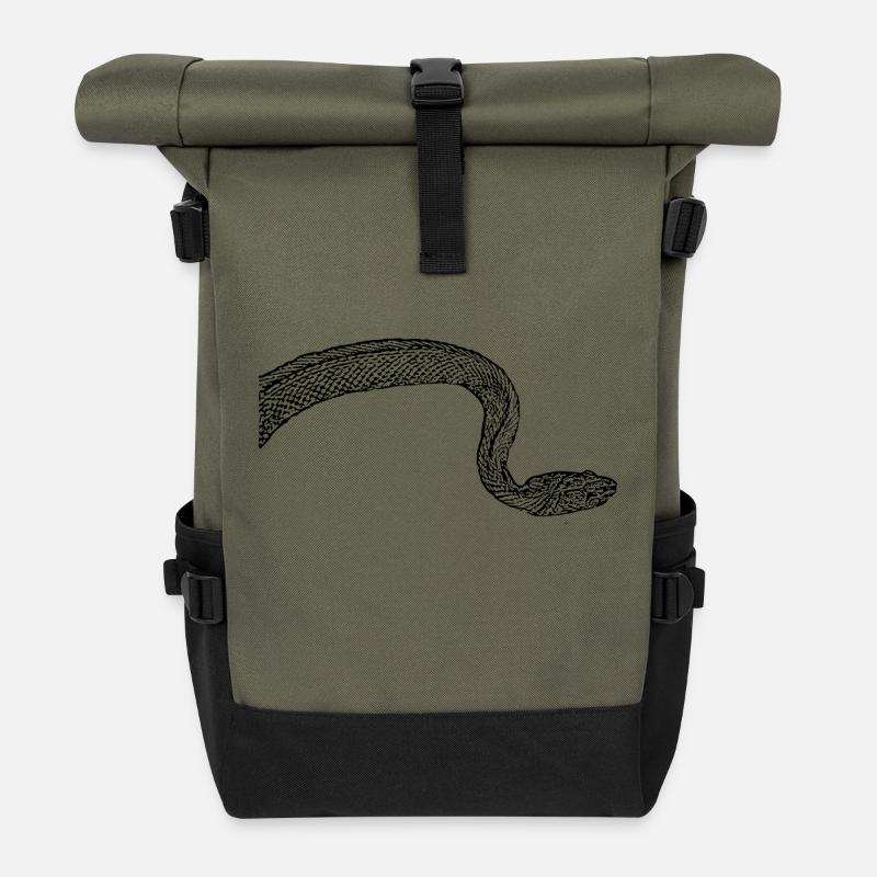 Schlange Schlangen - Rolltop Rucksack - Olive/Schwarz