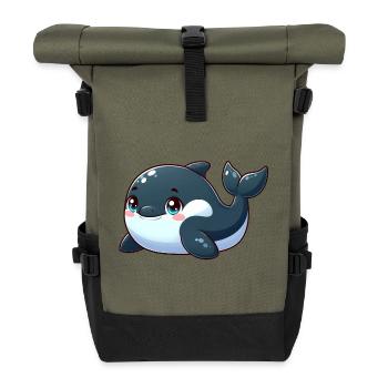 killer whale - Roll Top Backpack - olive/black - Front