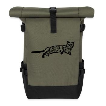 Chat chat noir chaton - Sac à dos roll top - olive/noir - Devant