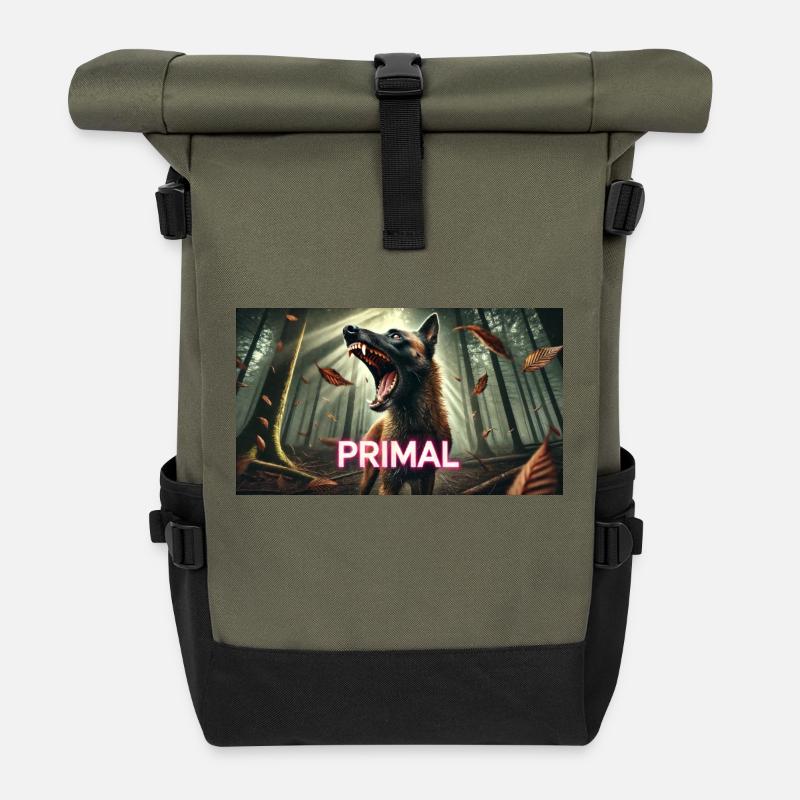 Primalinois² - Roll Top Backpack - olive/black