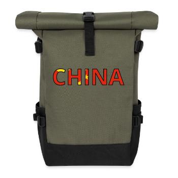 Drapeau China - Sac à dos roll top - olive/noir - Devant