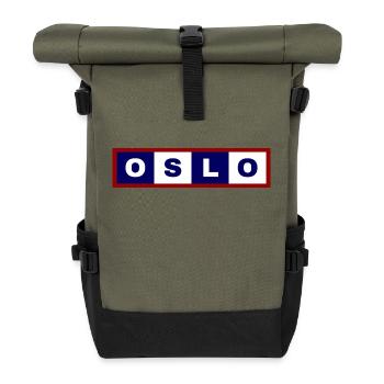 Oslo, Norvège, Typographie minimale - Sac à dos roll top - olive/noir - Devant