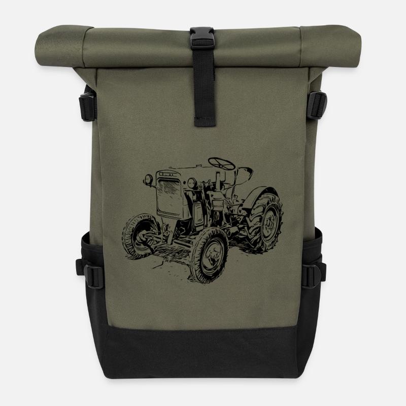 Grüner Traktor Klassiker - Rolltop Rucksack - Olive/Schwarz