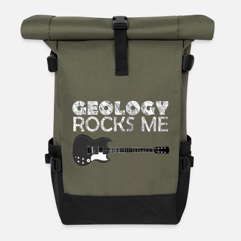 Geology Rocks Me! - Roll Top Backpack - olive/black