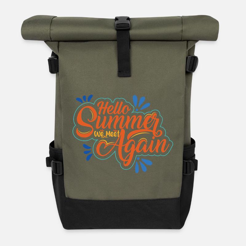 Summer inscription with cheerfulness - Roll Top Backpack - olive/black