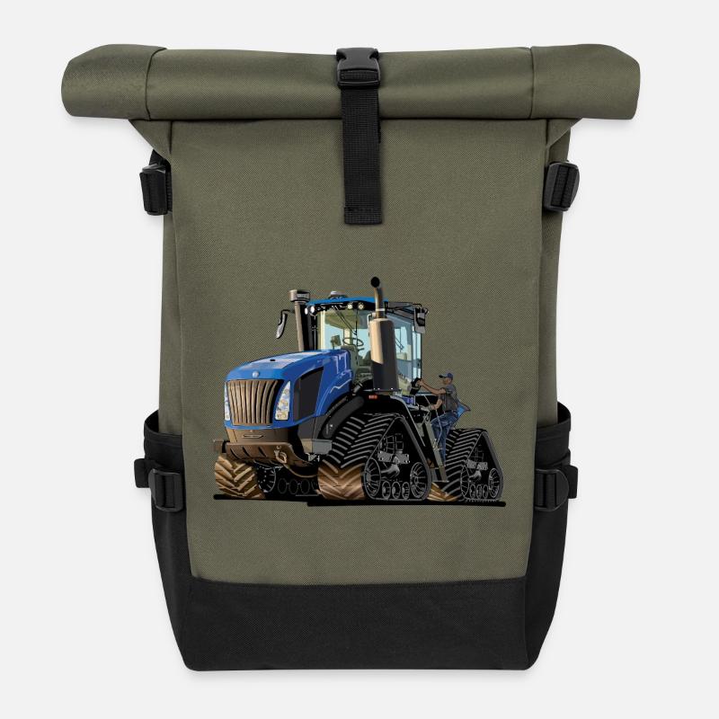 Traktor mit Raupenantrieb - Rolltop Rucksack - Olive/Schwarz