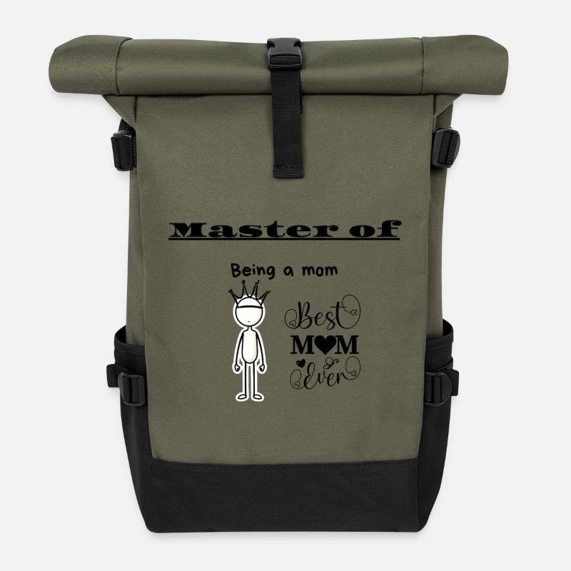 Meisterin des Mutterseins - Rolltop Rucksack - Olive/Schwarz