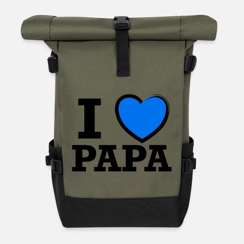 J’adore Papa - Sac à dos roll top - olive/noir