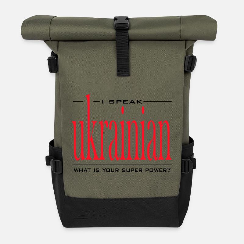 Supermacht Ukrainisch - Rolltop Rucksack - Olive/Schwarz