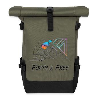 Forty & Free Cycling 40. Geburtstagskunst - Rolltop Rucksack - Olive/Schwarz - Vorne