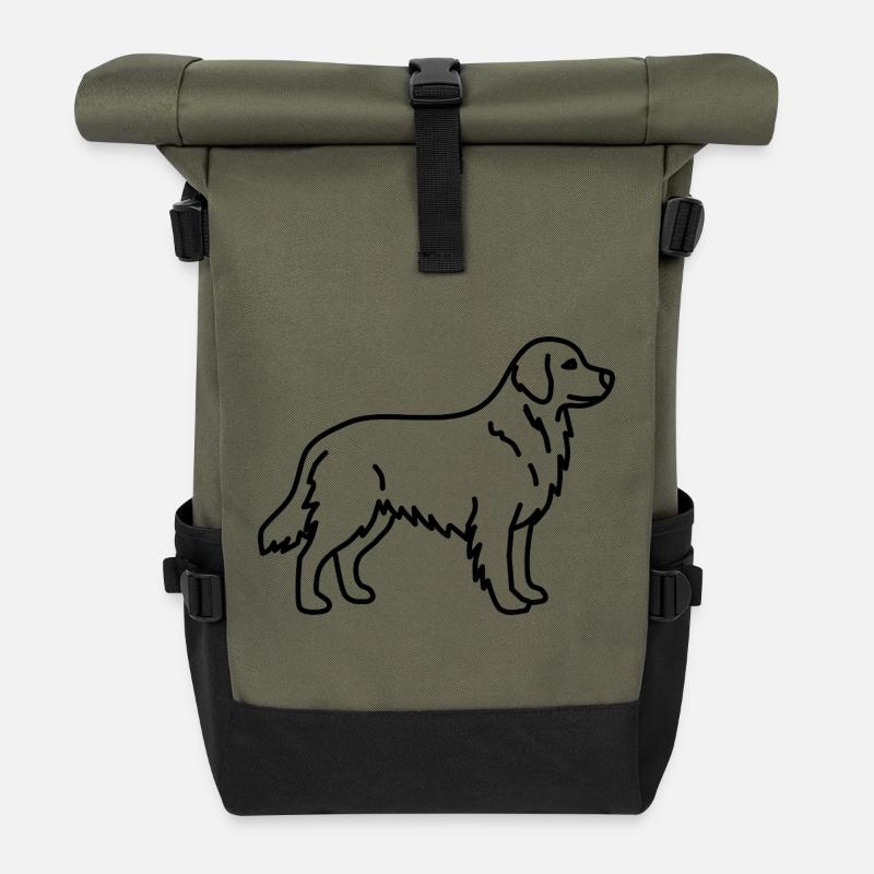 Golden Retriever - Roll Top Backpack - olive/black