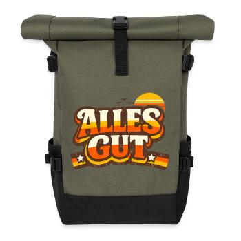 Alles Gut Spruch - Rolltop Rucksack - Olive/Schwarz - Vorne