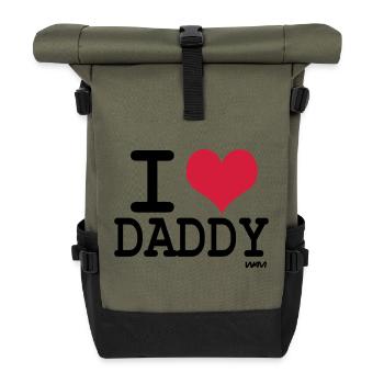 i love daddy by wam - Roll Top Backpack - olive/black - Front
