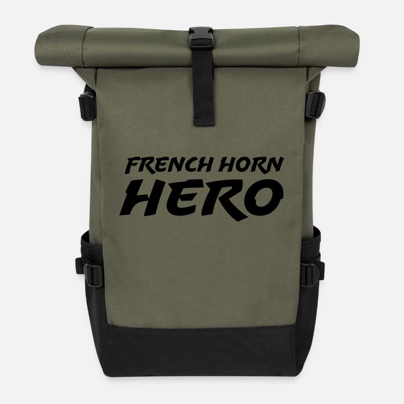 French horn hero - Rolltop Rucksack - Olive/Schwarz