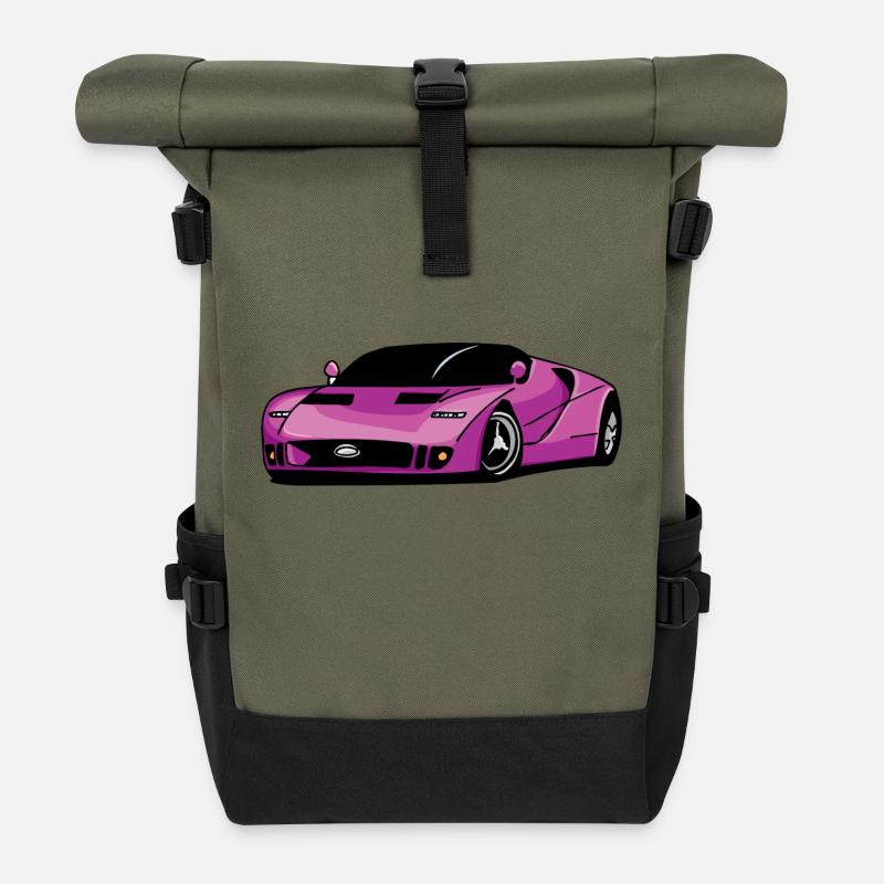 Purple sport car - Roll Top Backpack - olive/black