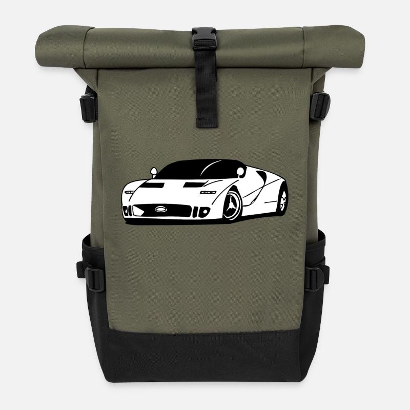 White sport car - Roll Top Backpack - olive/black