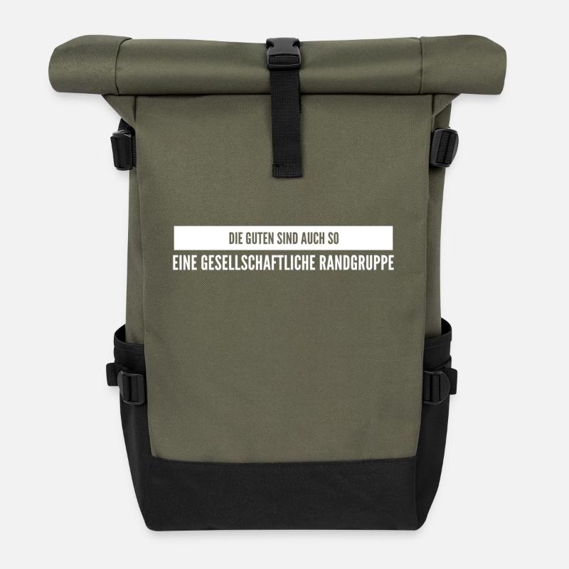 Lustiger Spruch - Rolltop Rucksack - Olive/Schwarz
