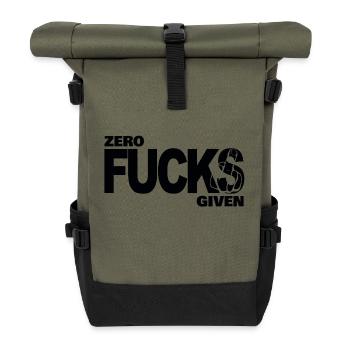 Zero fucks given - Rolltop Rucksack - Olive/Schwarz - Vorne