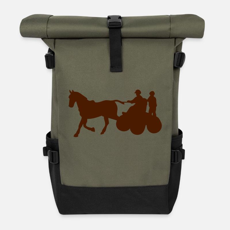 attelage sport cheval1 - Sac à dos roll top - olive/noir