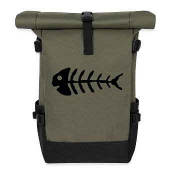 fish_bones_wo1 - Roll Top Backpack - olive/black - Front