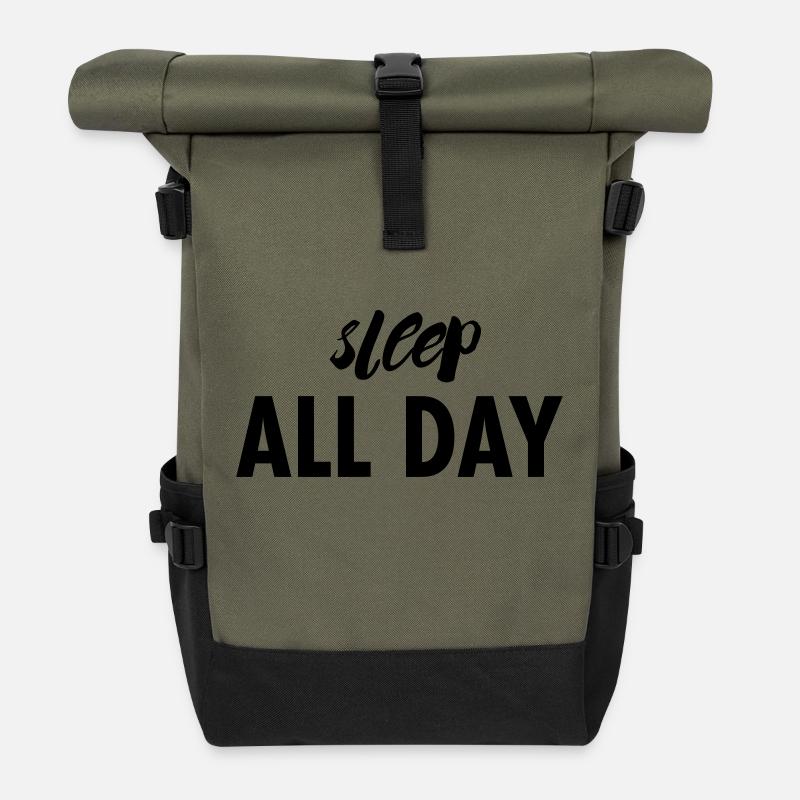 sleep all day - Rolltop Rucksack - Olive/Schwarz