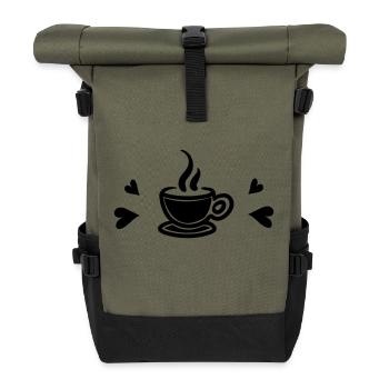 I love coffee - Roll Top Backpack - olive/black - Front
