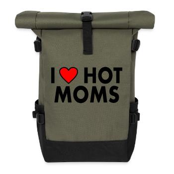I love hot moms - Rolltop Rucksack - Olive/Schwarz - Vorne