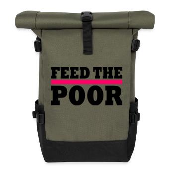 Feed the poor - Roll Top Backpack - olive/black - Front