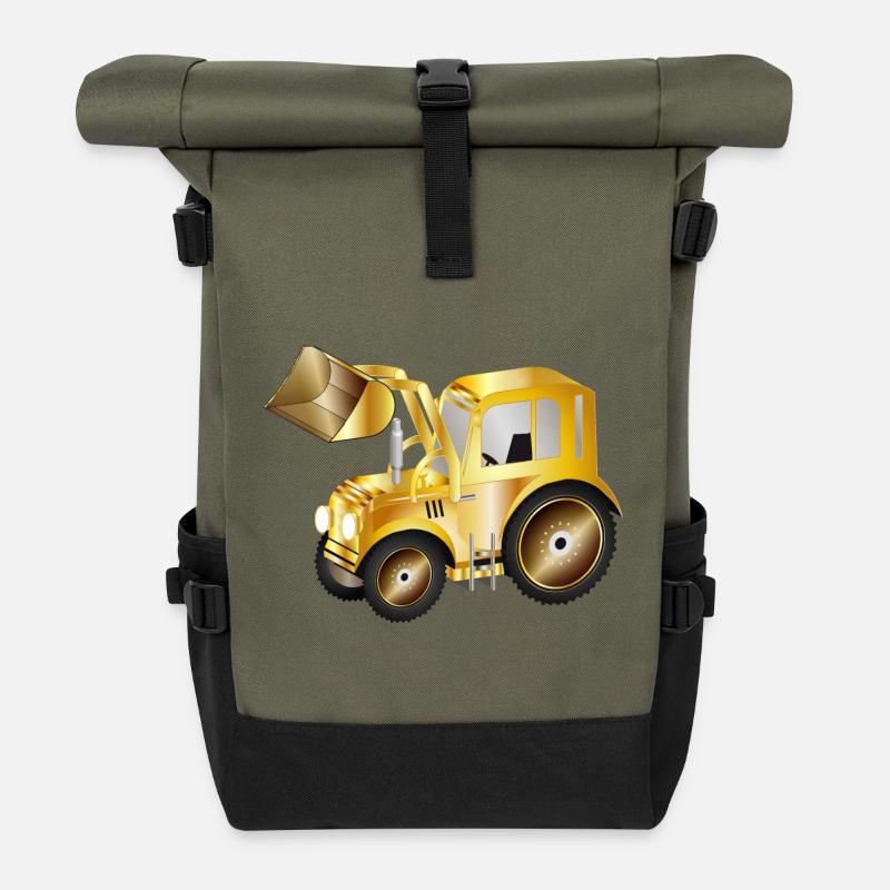 Chargeur frontal de tracteur dans les couleurs or pour les ventilateurs de tracteur - Sac à dos roll top - olive/noir