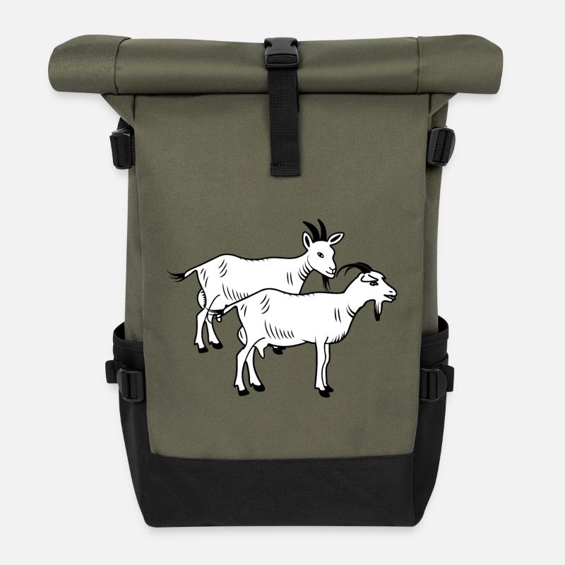 Chèvres blanches deux pièces - Sac à dos roll top - olive/noir
