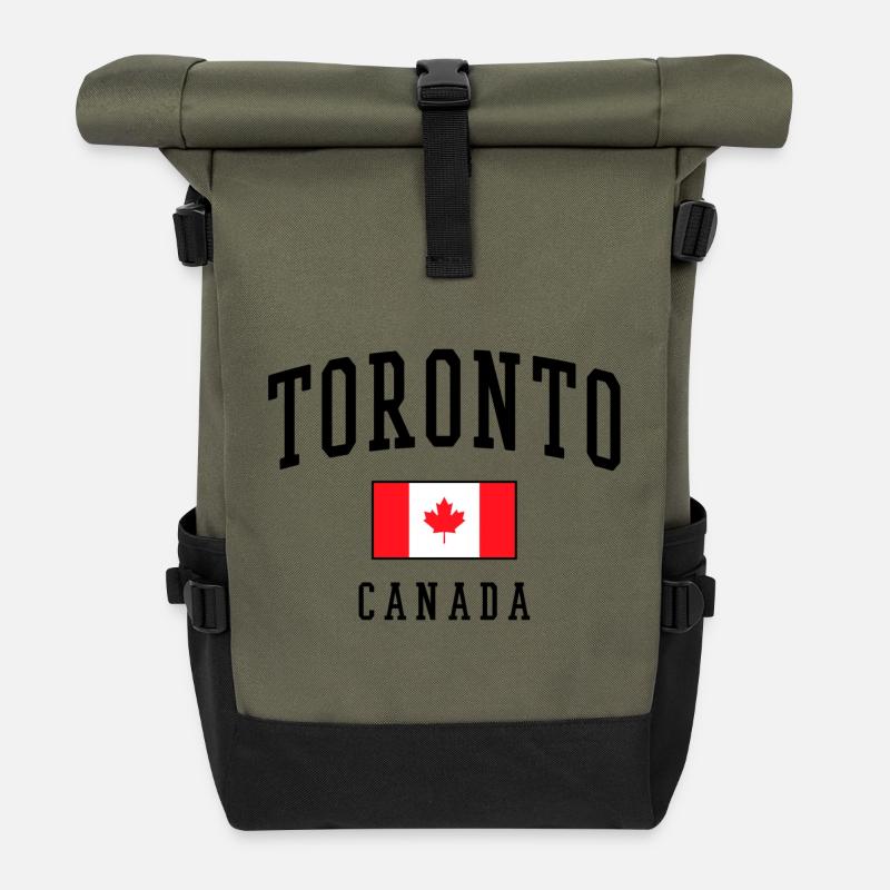 Toronto Kanada Flagge Design Geschenkidee - Rolltop Rucksack - Olive/Schwarz