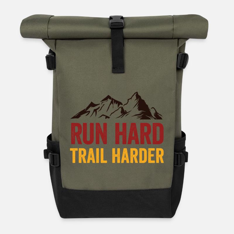 Laufen Sie hart. Härterer Trail. - Rolltop Rucksack - Olive/Schwarz