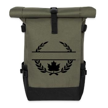 Canada maple leaf laurel wreath - Roll Top Backpack - olive/black - Front