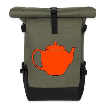 Teapot Tea Pot Breakfast Enjoyment Drink - Roll Top Backpack - olive/black - Front