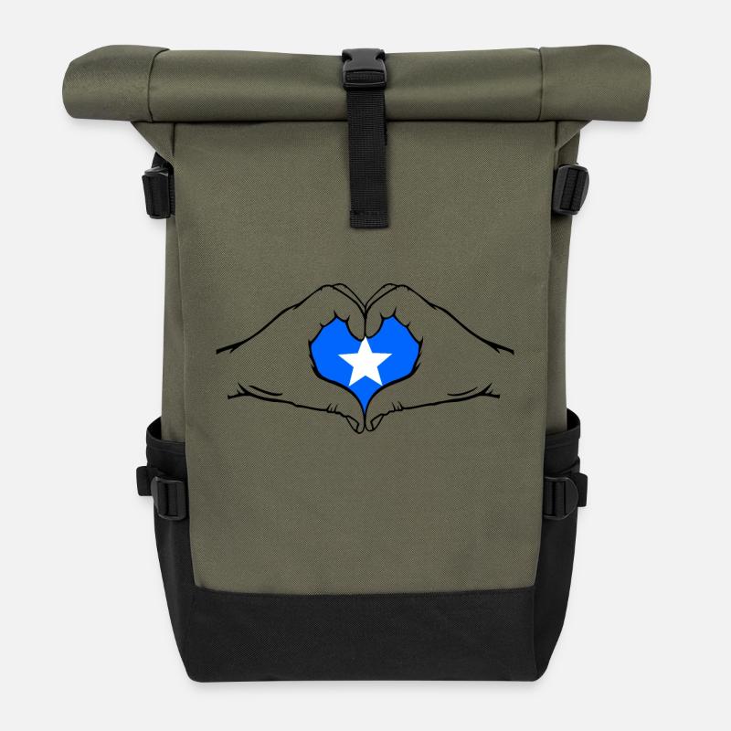 Somalia Herzform - Rolltop Rucksack - Olive/Schwarz