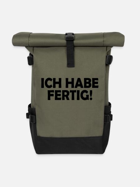 Ich habe fertig - Rolltop Rucksack - Olive/Schwarz