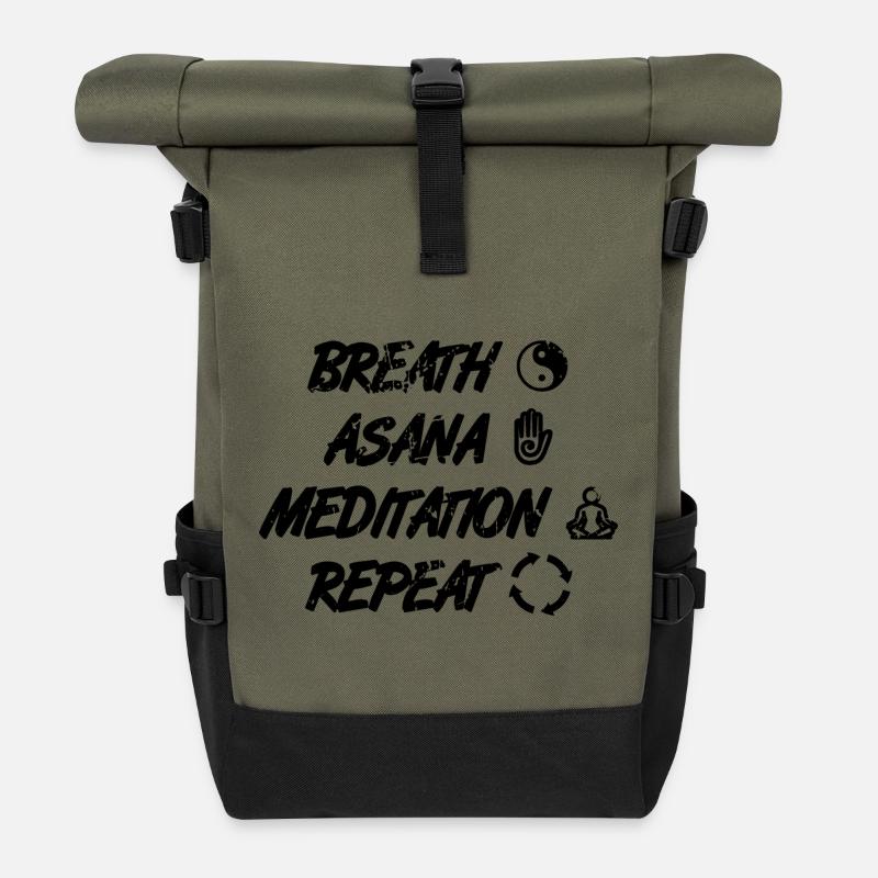 Yoga Motivation - Rolltop Rucksack - Olive/Schwarz