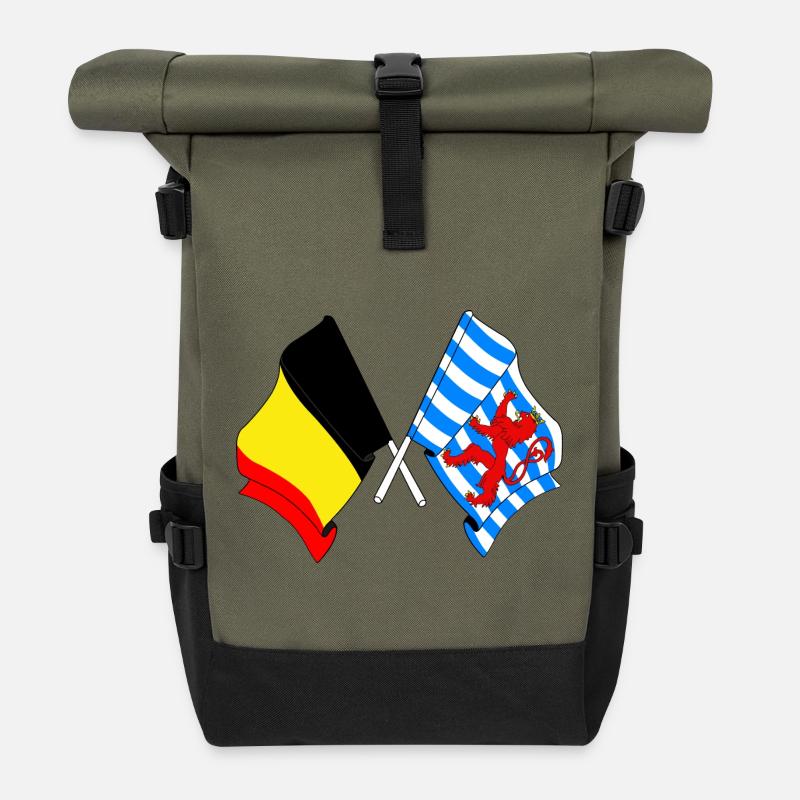 Drapeau de la Belgique, du Luxembourg - Sac à dos roll top - olive/noir