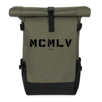 Roman numeral year of birth Made in 1955 - Roll Top Backpack - olive/black - Front