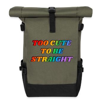 Zu süß, um heterosexuell zu sein - LGBTQ, lustiger Witz, Humor - Rolltop Rucksack - Olive/Schwarz - Vorne