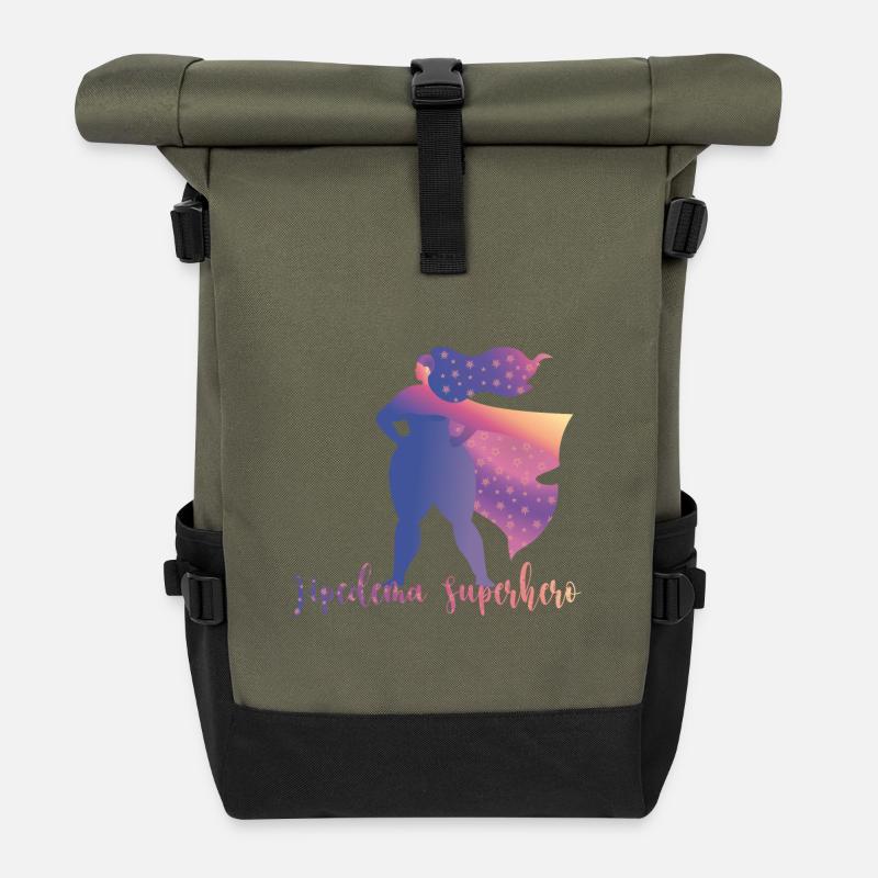 Lipedema Superhero - Roll Top Backpack - olive/black