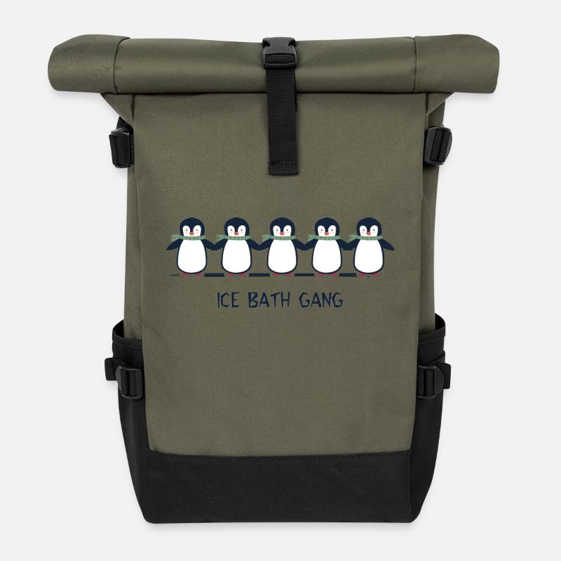 eisbaden winterbaden eisbader kältekick - Rolltop Rucksack - Olive/Schwarz