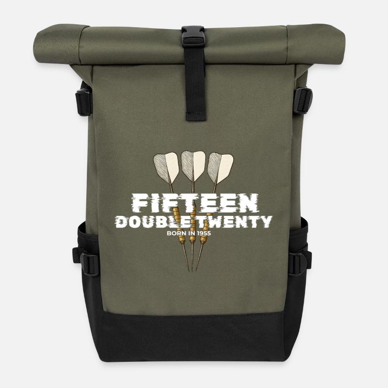 Vintage 1955 Darts Checkout - Roll Top Backpack - olive/black